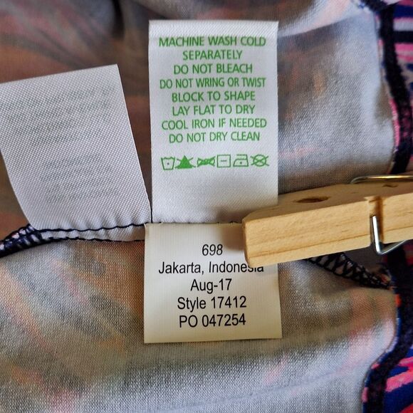 Lilly Pulitzer Sophie Dress with UPF 50+ Bright Navy Palms Up 3/4 sleeves - Picture 7 of 7